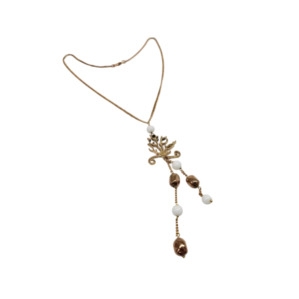 Collana in ottone e agata con ciondolo logo - WIGO1 - immagine 2